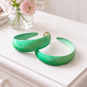 Vintage 1970's Bright Green Hoop Earrings